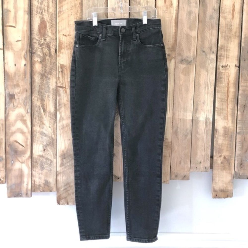 EVERLANE Women’s Sz 27 High Rise Straight Leg‎ Black High Rise Ankle Jeans